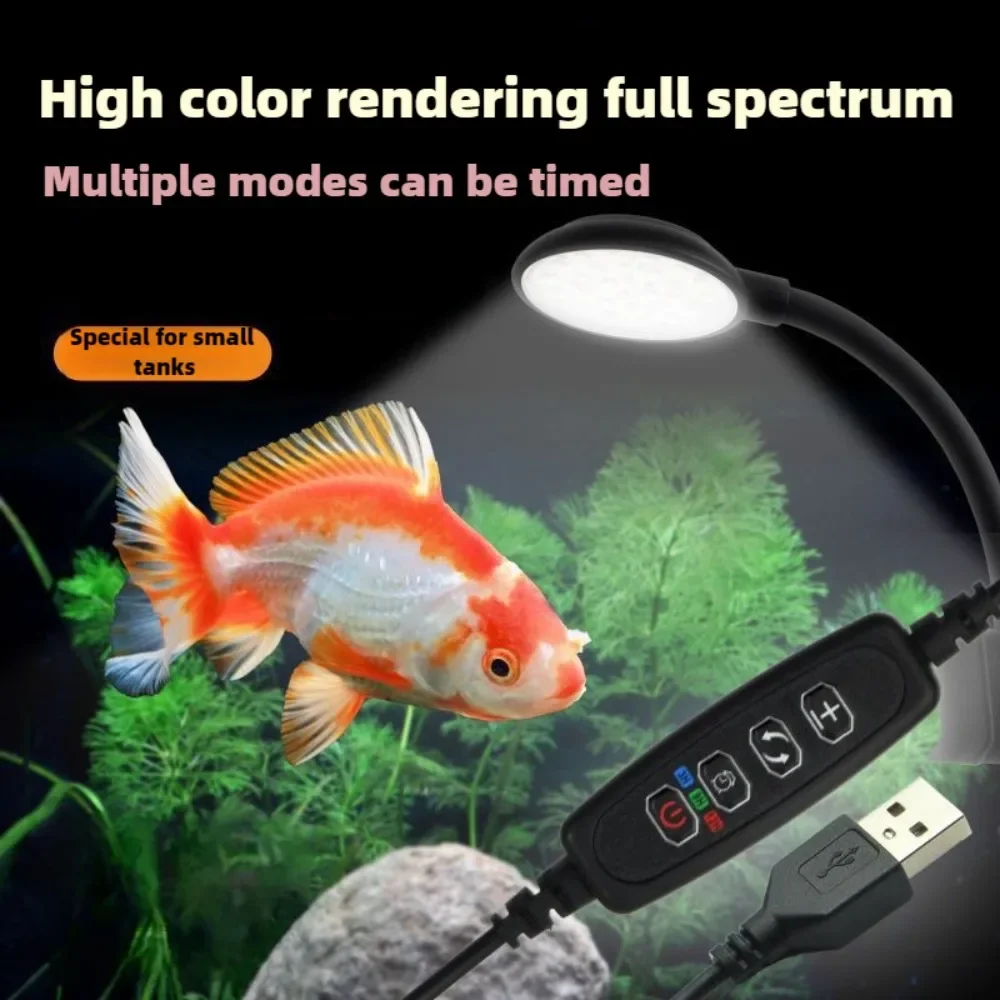 LED Aquarium Light , Clip On Dimmable LED  Fish Tank Light Fixture with Timer for Freshwater Fish Tank Plant Grow Lamp, 5 V USB