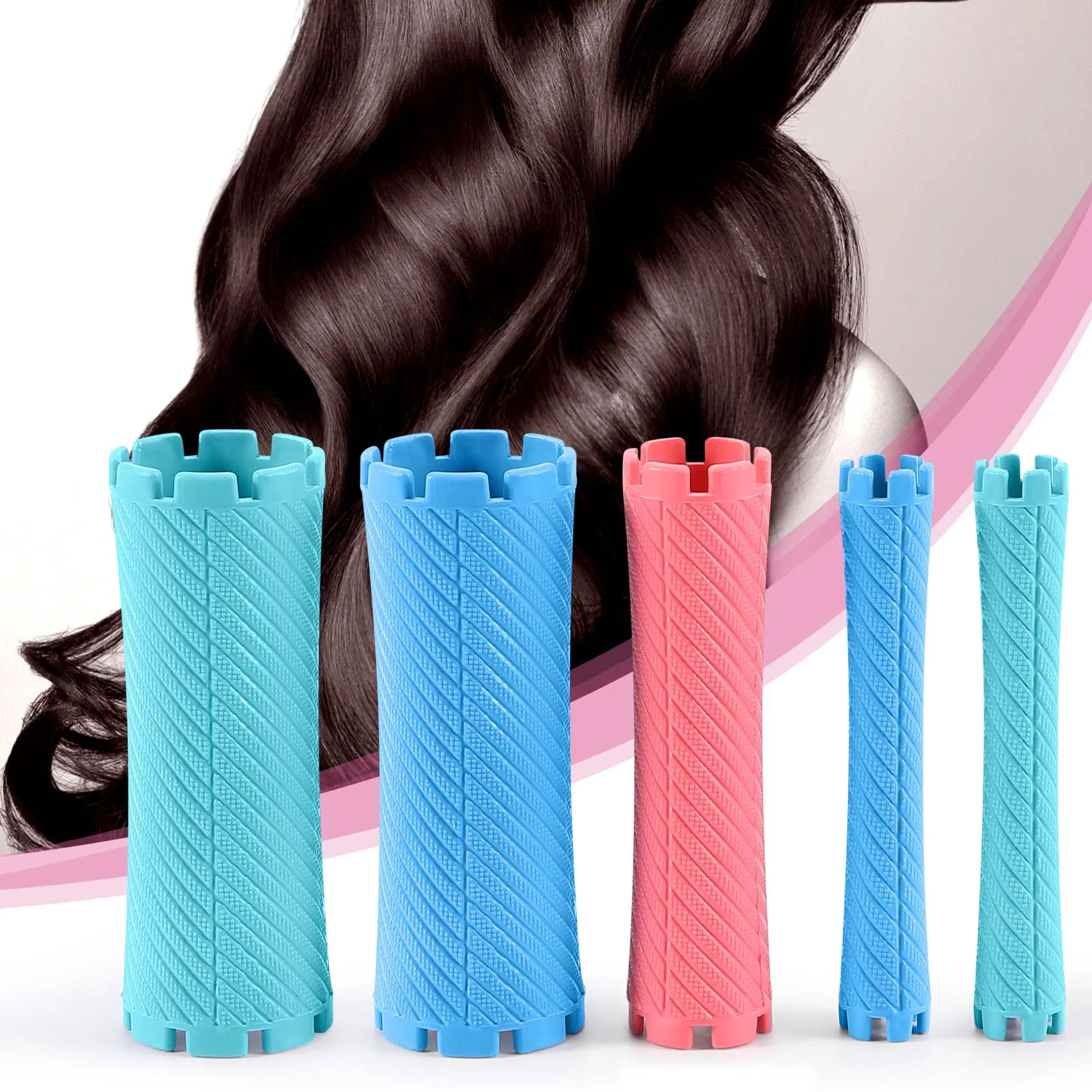 

AA20-100Pcs/Set 10 Sizes Hair Perm Rods Kit Cold Permanent Bar Plastic Curlers Rollers Set Wave Corn Hair Maker Styling