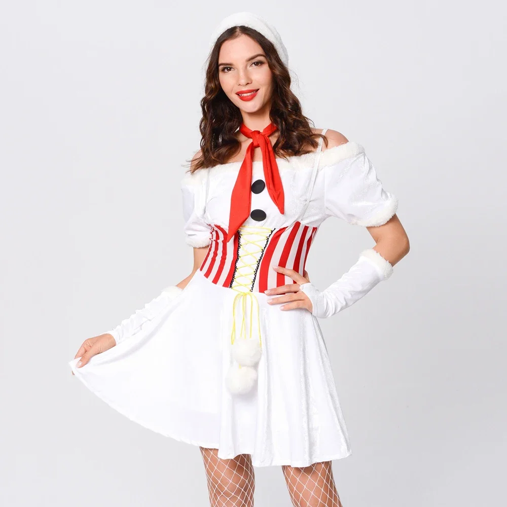 

Christmas Dress Snowman Costume Suit Women's Dresses Stage Performance Xmas Party Cosplay Costume Christmas Fancy Dress