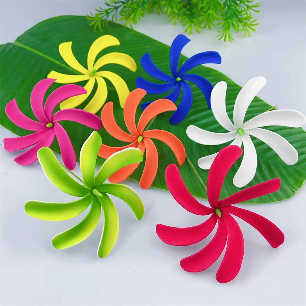 7Pcs Mixed Colors Tiare Tahitian Gardenia Flower Hairpick Real Touch Polynesia Fashion EVA Foam Hula Dancer Hair Accessories