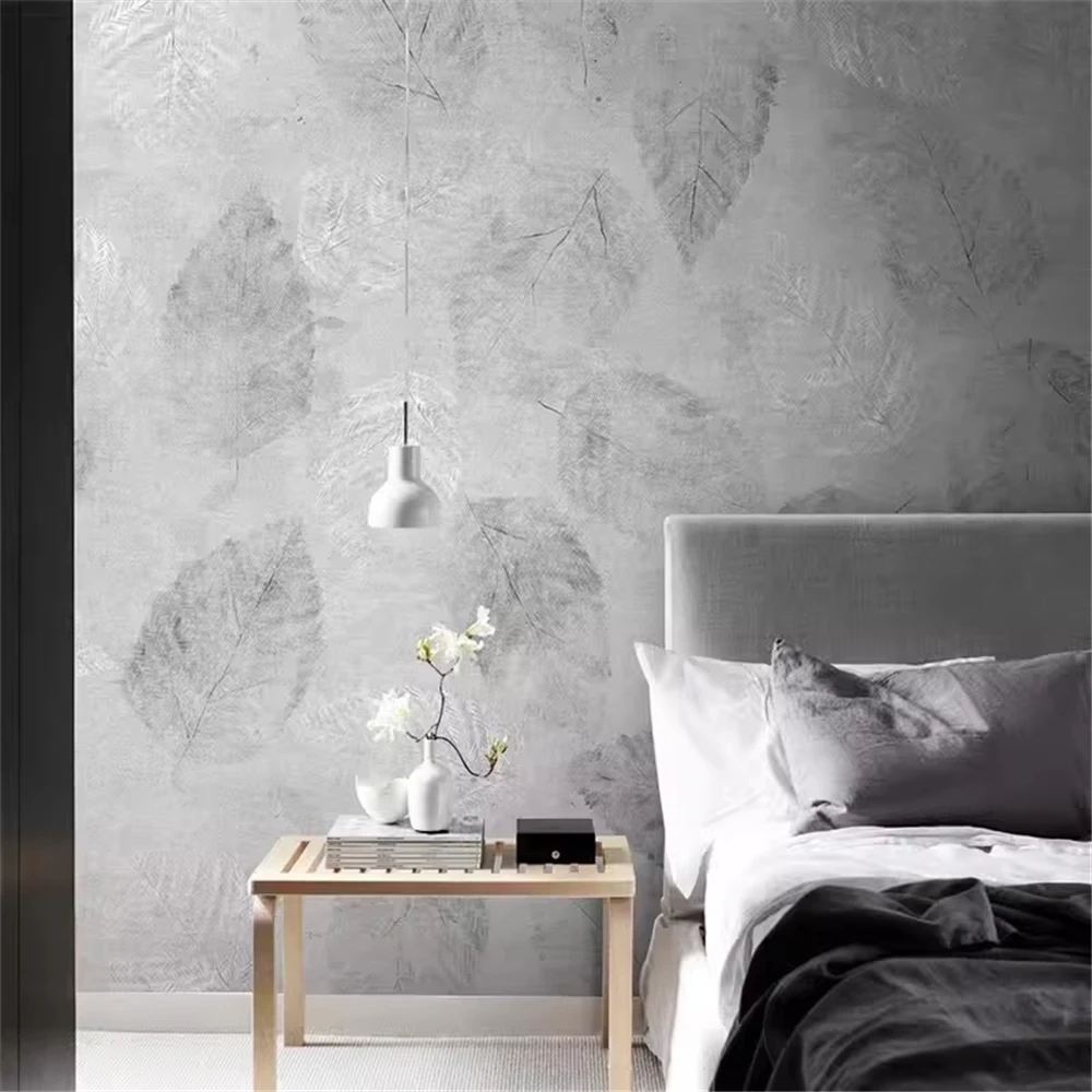 

Custom Nordic abstract leaf wallpaper mural bedroom sofa background wall paper restaurant wall cloth ancient country autumn