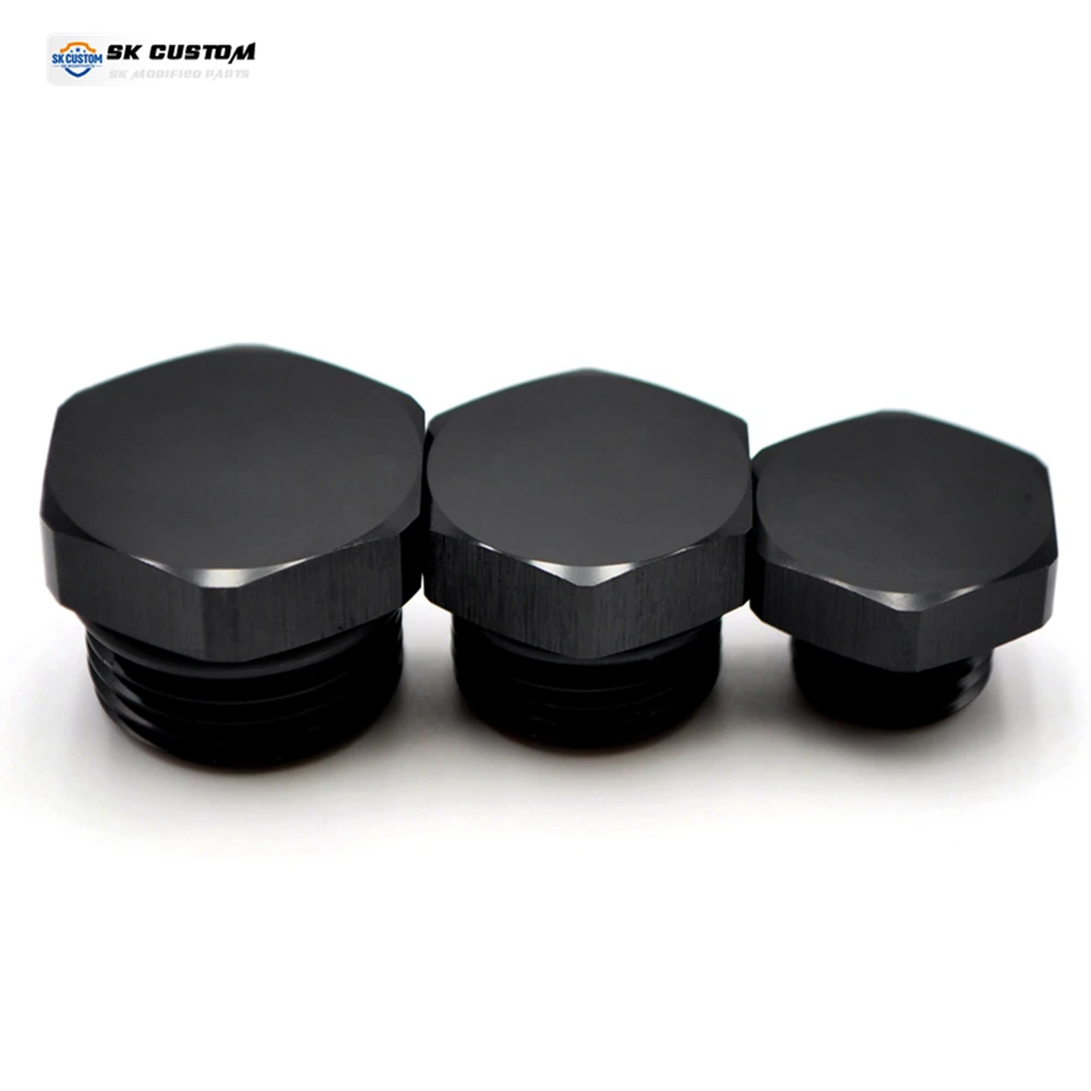 Universal Forged Aluminum Alloy CNC Black Male Hexagon Head O-Ring Block Off Plug Fitting AN6 AN8 AN10 Anodized Car Accessories