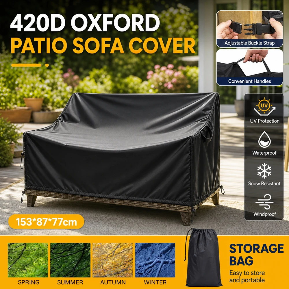 

Outdoor Patio Waterproof Sofa Cover 420D Resistant UV Rays Dust Wind Rain Furniture Protective Cover For Outdoor Gardens Patios