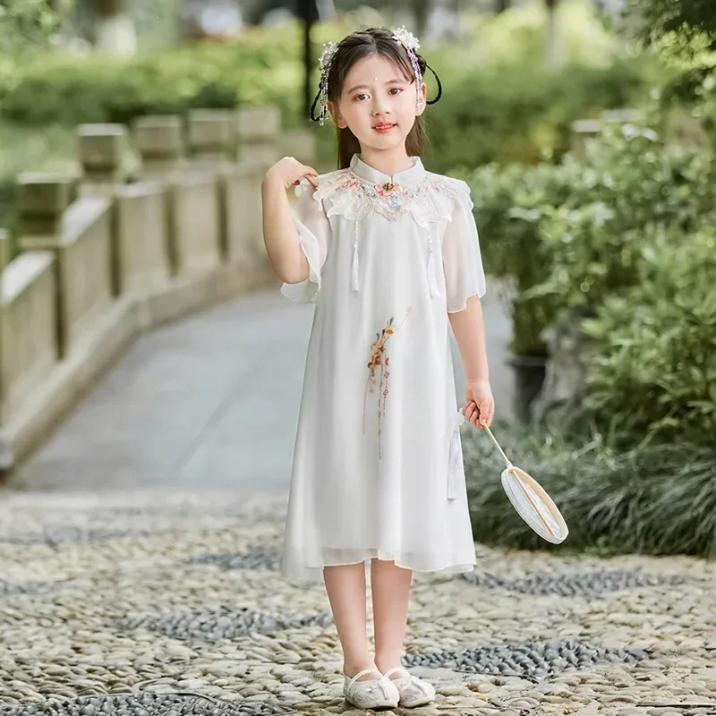 

Girls Hanfu Children Traditional Chinese Style Tang Suit Ancient Dress Girl Clothes 2023 New Short Sleeve Hanfu Cheongsam