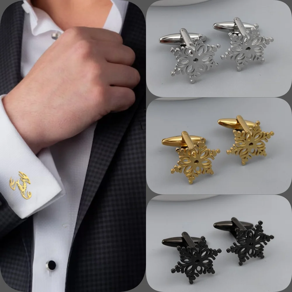 

Creative snowflake cufflinks, high-end French shirt cuff accessories, men's business jewelry, wholesale Halloween gifts