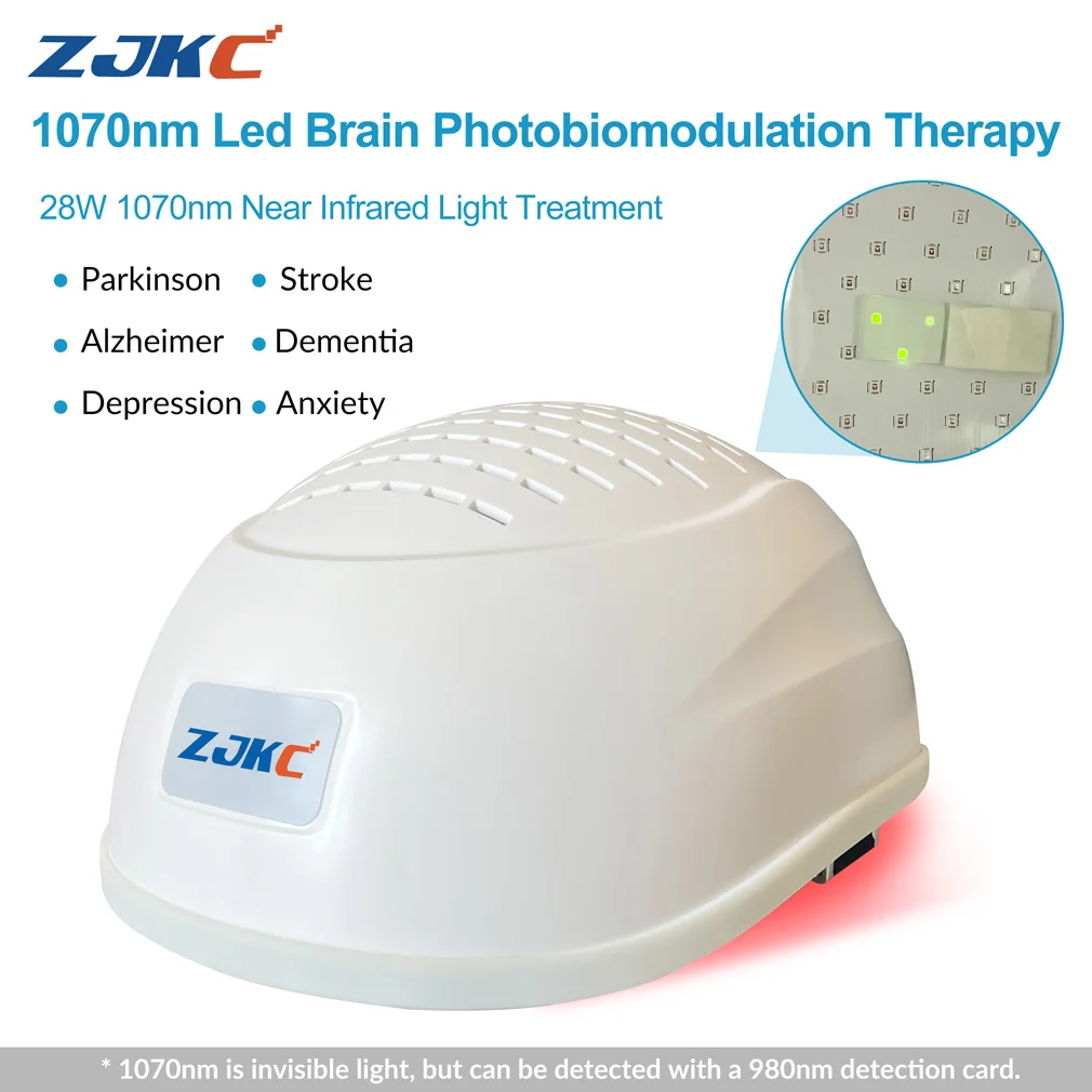 ZJKC 1070nm Near Infrared Light Therapy Treatment for Depression Stroke Parkinsons Led Helmet Photobiomodulation Therapy