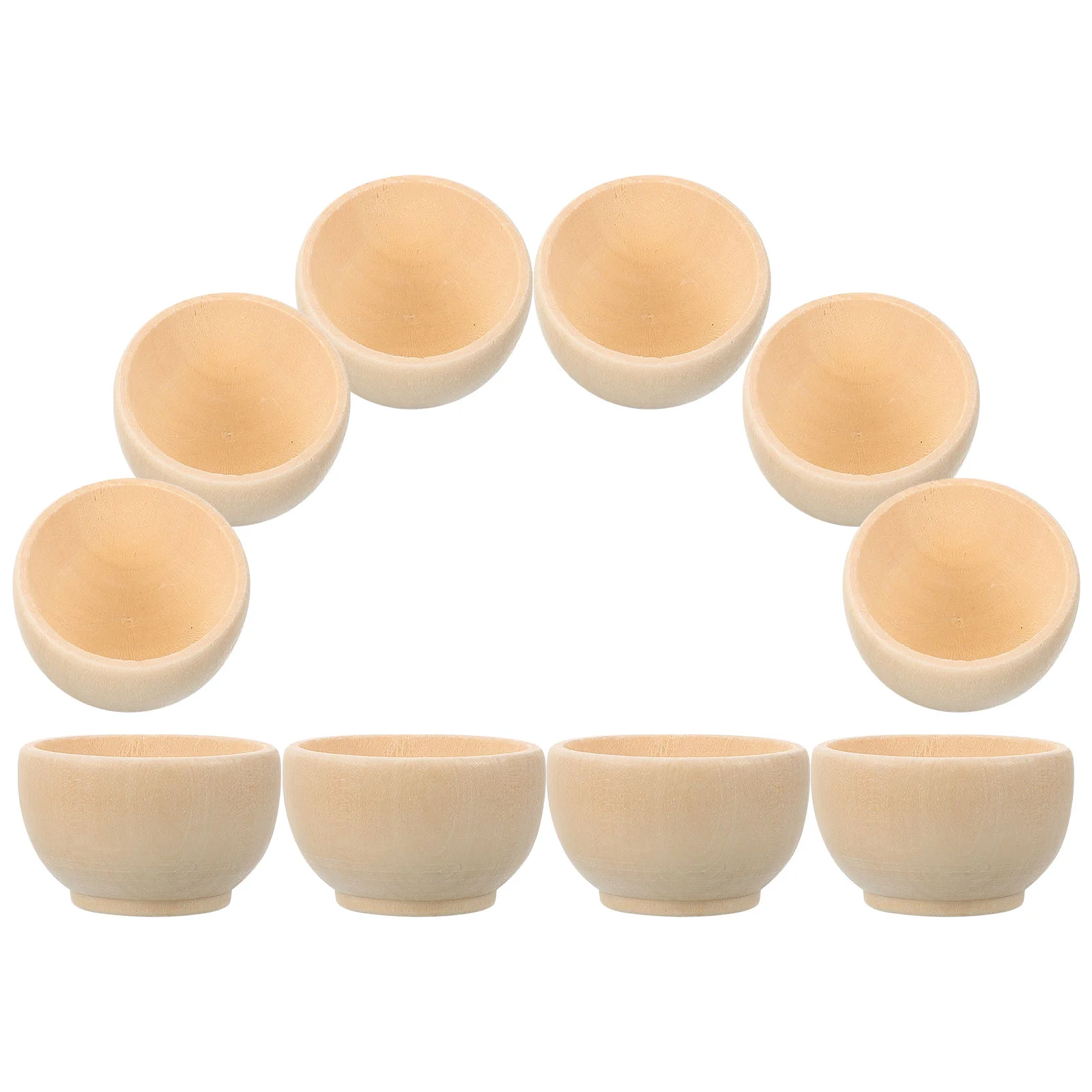 10 Pcs Wooden Bowl Toy Tea Cup Pad Sink Dish Drying Mat Home Decor Anti-bumping Strip Table Unfinished Bowls Small Painted