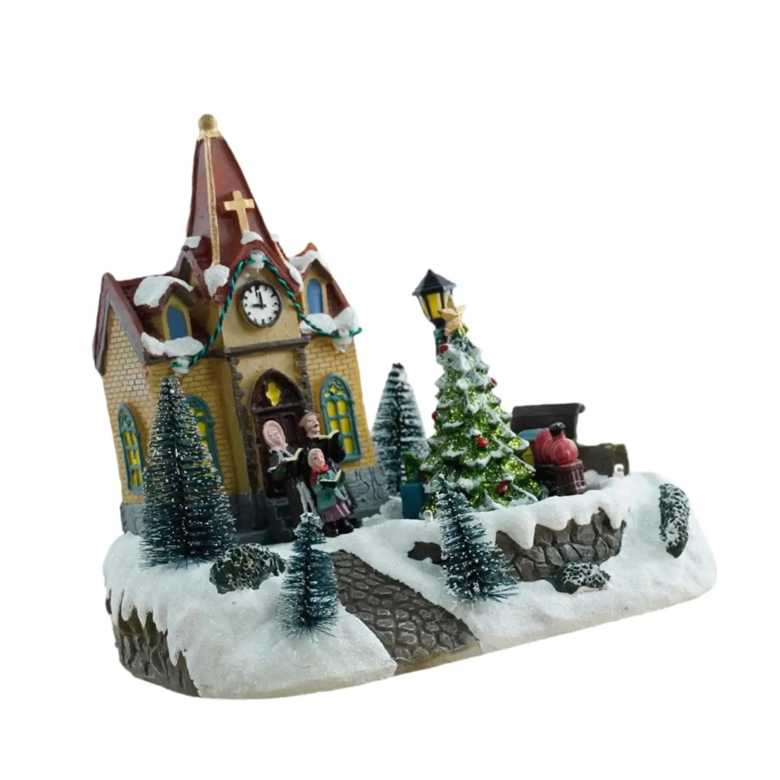 

Lighted Christmas Village House Figurine Table Centerpiece for Desk Shelf