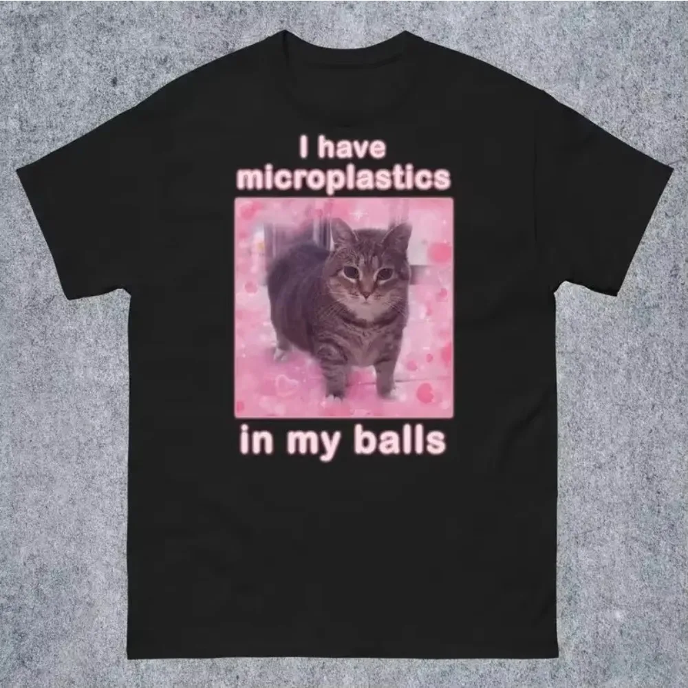 I Have Microplastics in My Balls Funny Cat Meme T-shirt Gift for Men Women Ironic Cats Shirt Stupid Silly Gift Goofy Ahh Cat Tee