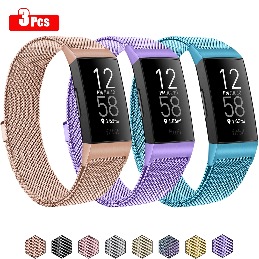 

3Pcs/lot Metal Magnetic Milanese Strap For Fitbit Charge 4 3 Band Replacement Wristband Watchband For Fitbit Charge 3 SE Strap