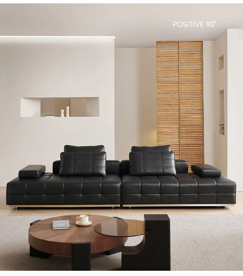 #Lawrence Modern   Compressed Sofa Black Large Straight Sectional Villa Living Room Internet Famous Sofa