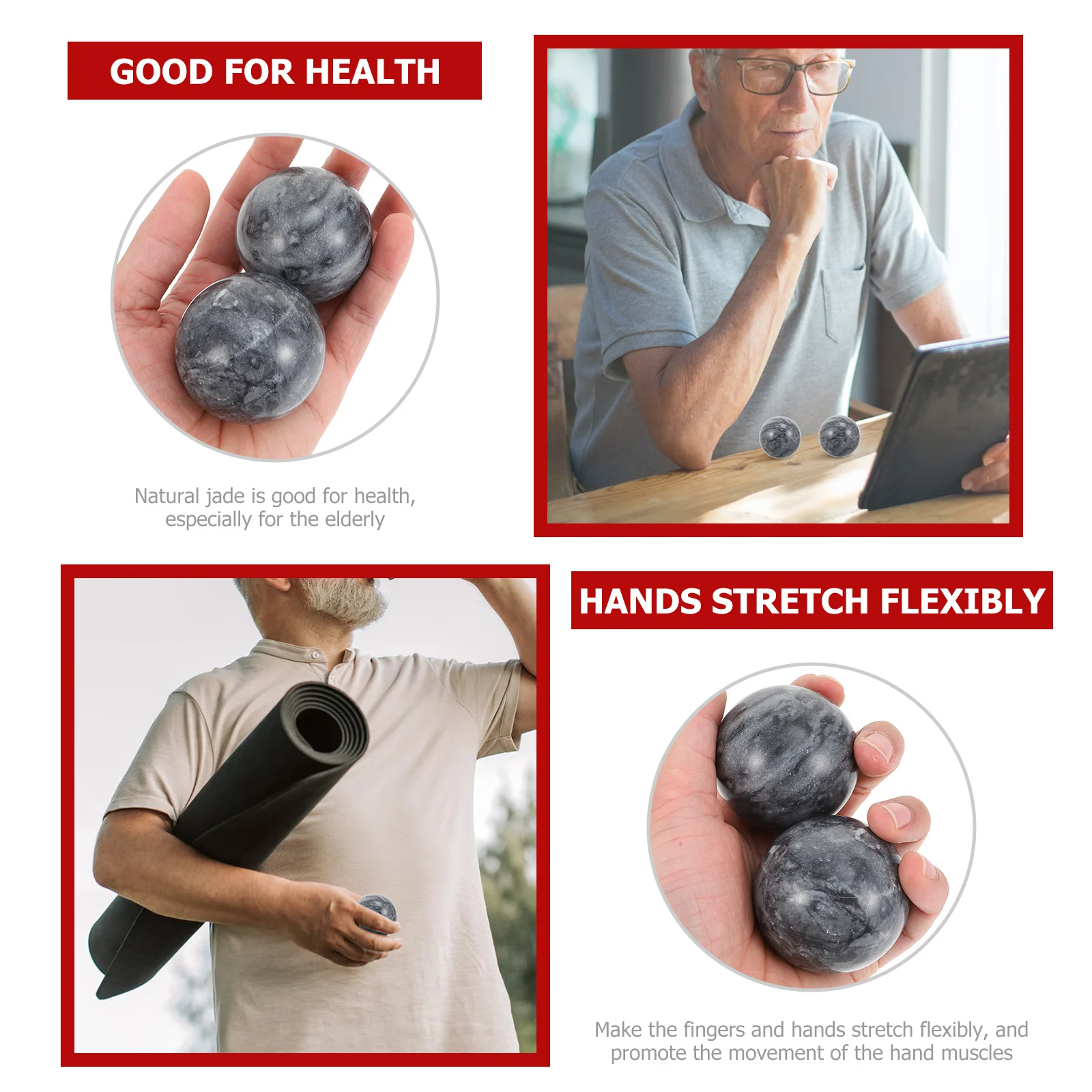 

2 комплекта премиальных мраморных массажных шариков для упражнений рук, расслабления мышц, снятия стресса, оборудование для терапии рук