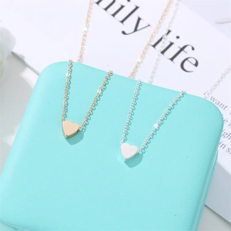2pcs Gold-color Plus Silver-plated Necklace Ms Simple Style Love Alloy Peach Heart Pendant Hundred Match Collarbone Jewelry image 4