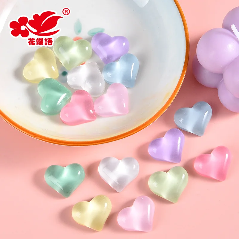 Japan and South Korea Sweet Iced Heart Resin Pendant Handmade DIY Material Mobile Phone Case Refrigerator Sticker Head Cord Hair