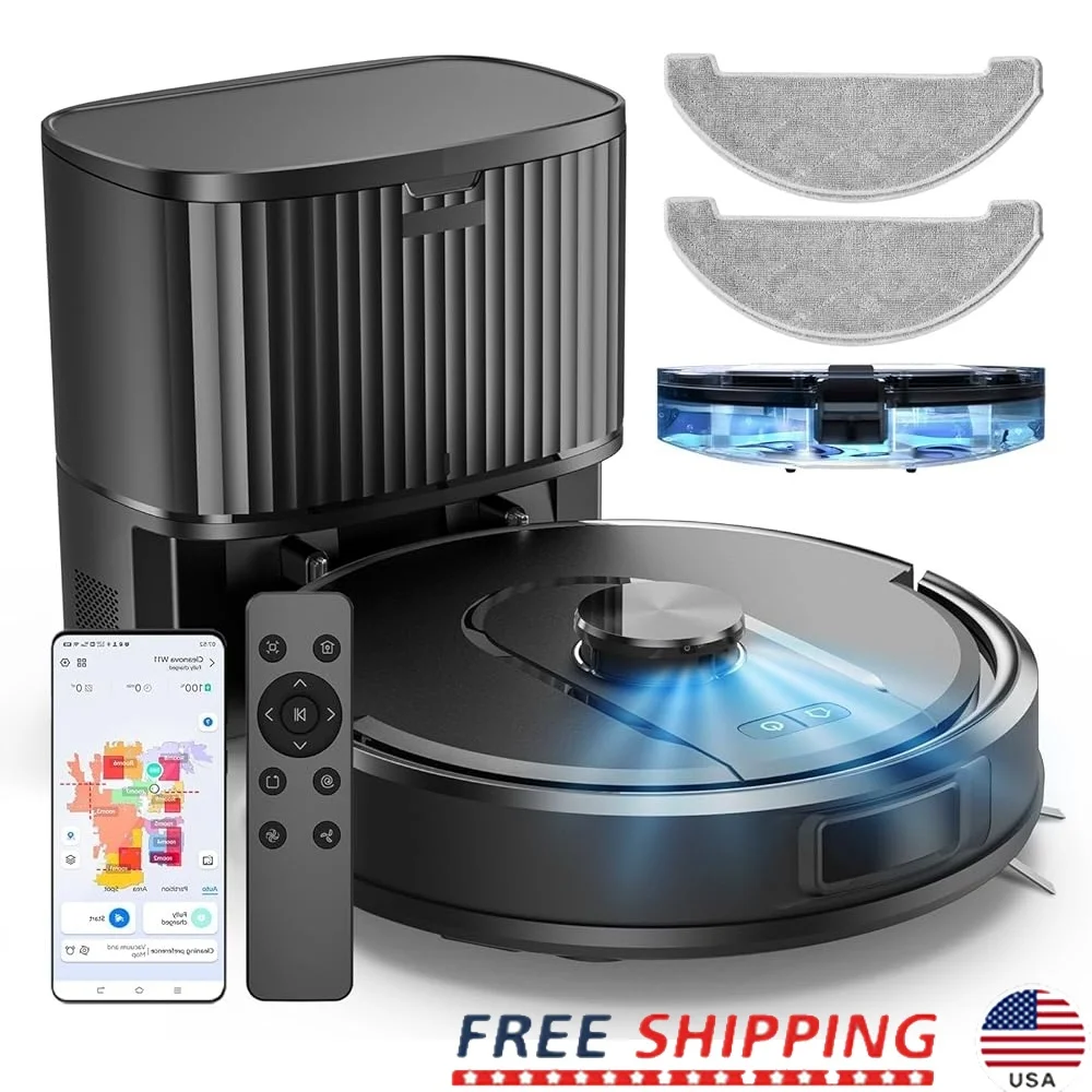 

Self-Emptying Robot Vacuum and Mop with LiDAR Mapping 3000Pa Suction 60-Day Hands-Free Cleaning Auto Charging No-Go Zones