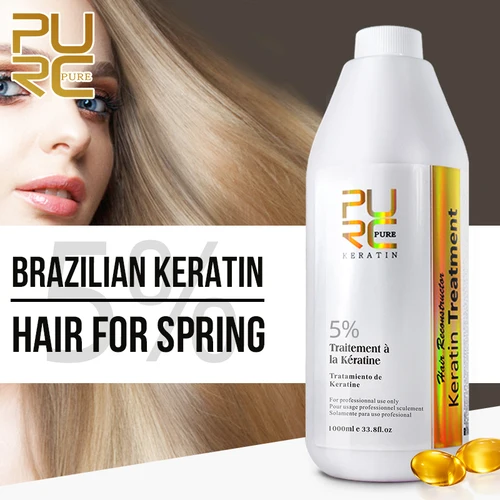Imagen 2 del producto PURC queratina brasileña tratamiento del cabello formalina alisado suavizante nutritivo cuidado del cabello envío gratis PURE 1000ml