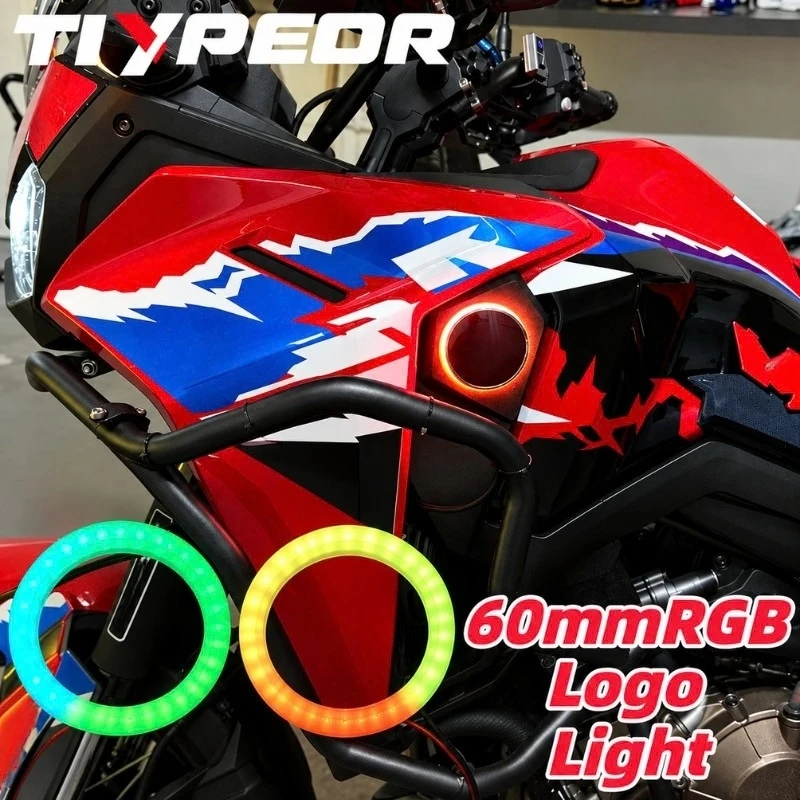 TIYPEOR  Motorcycle  LED  Emblem  Badge   Halo  Ring  Angel  Eye  Backlight  60mm  Cover  Decorative Logo Lamp For  BMW HONDA