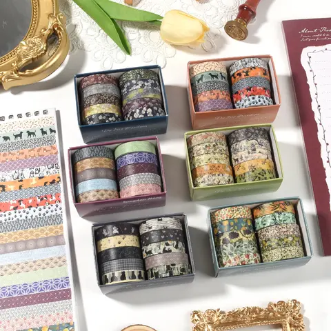 10 Rolls Flower Washi tapes set School supplies Cute stickers Masking tape Aesthetic stationery Scrapbooking journal decoration