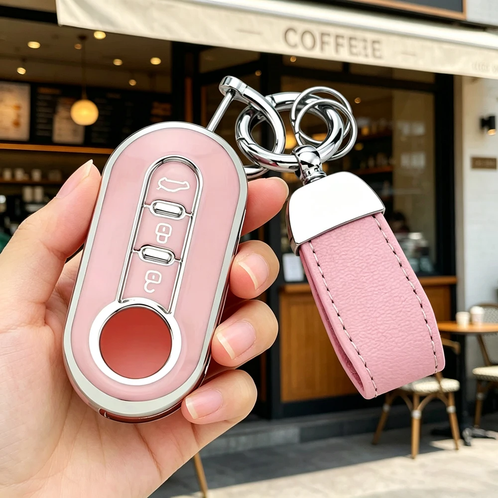 TPU Car Key Case Cover for Fiat 500 500L Ducato Punto Panda Lancia Musa Protection Key Shell Key Ring Keychain Accessories