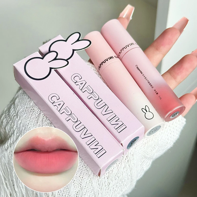 Cappuvini maquillaje de labios cosméticos terciopelo mate labio barro lápiz labial Mousse castaño impermeable larga duración brillo de labios suave mujeres