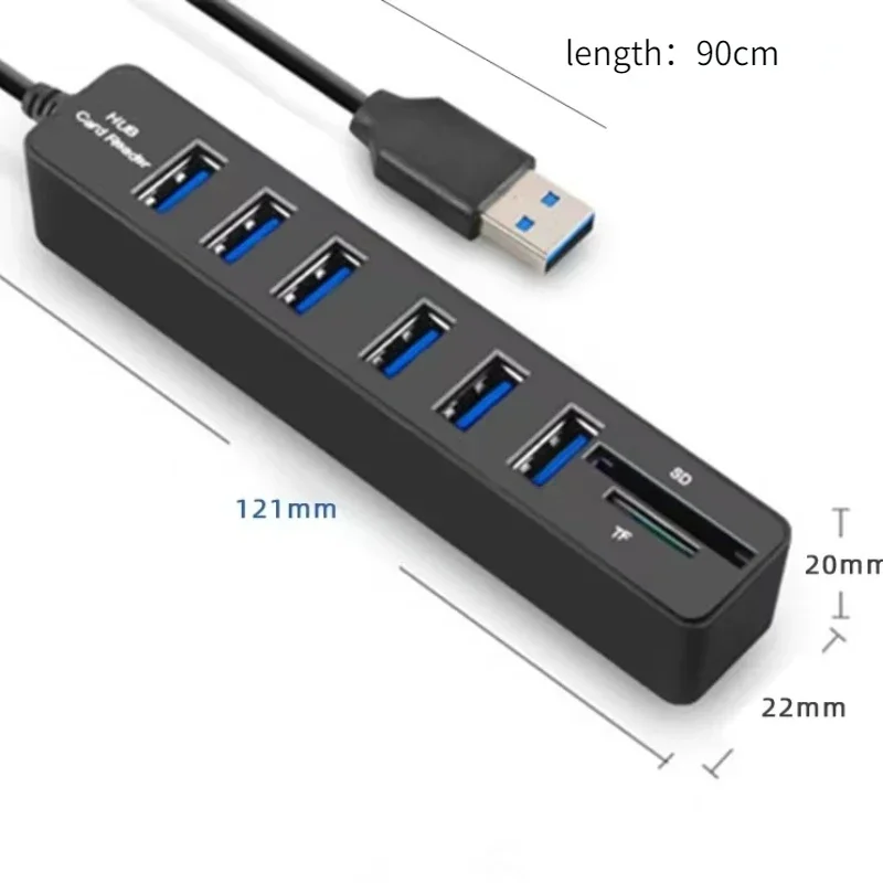 Multi USB Splitter, 3/6 Port Expander Adapter, USB 3.0 Hub, USB 2.0 Hub, Multiple USB3.0 Hub, Card Reader For PC