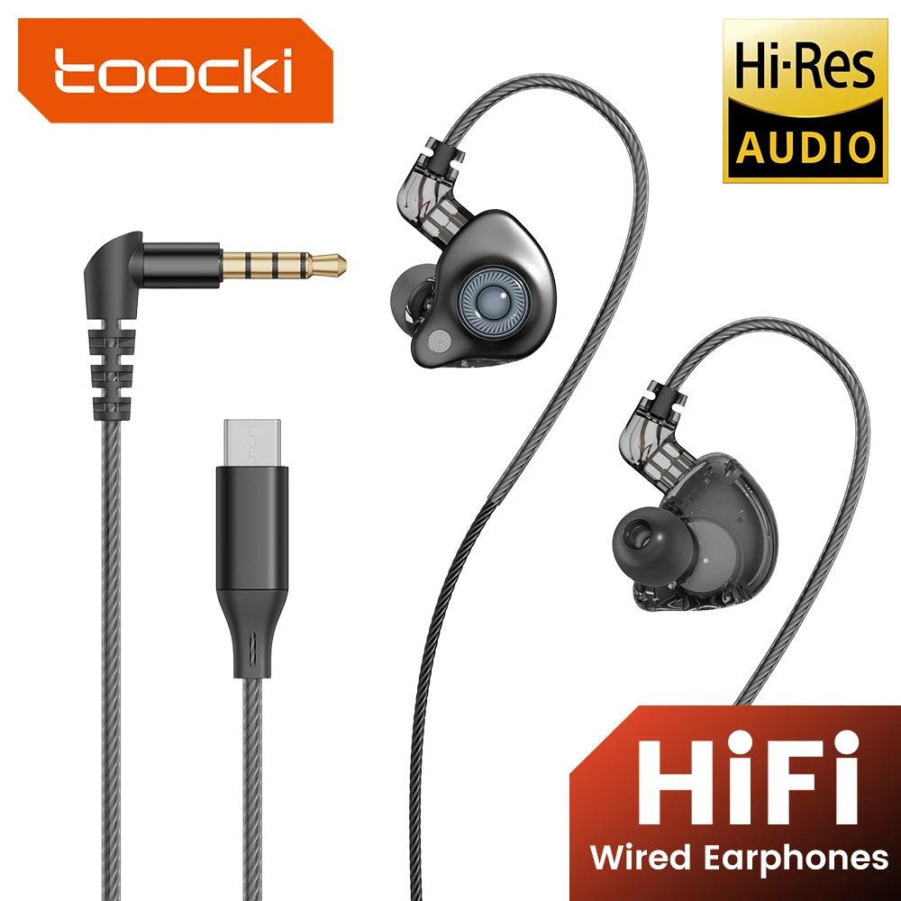 

Toocki TE26 Dynamic Wired Earphones HiFi Stereo Bass Noise Cancelling Earbuds Sport Headphones Detachable Cable Gaming Headset