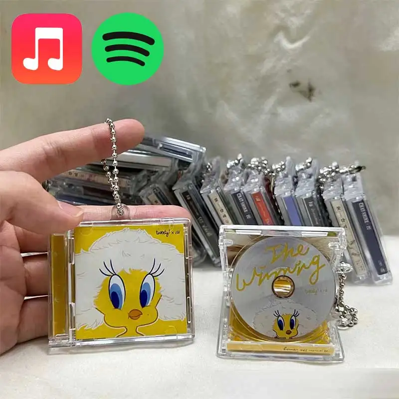 Customized mini NFC CD album label keychains personalized small pendants keychains star singer music ornaments gifts