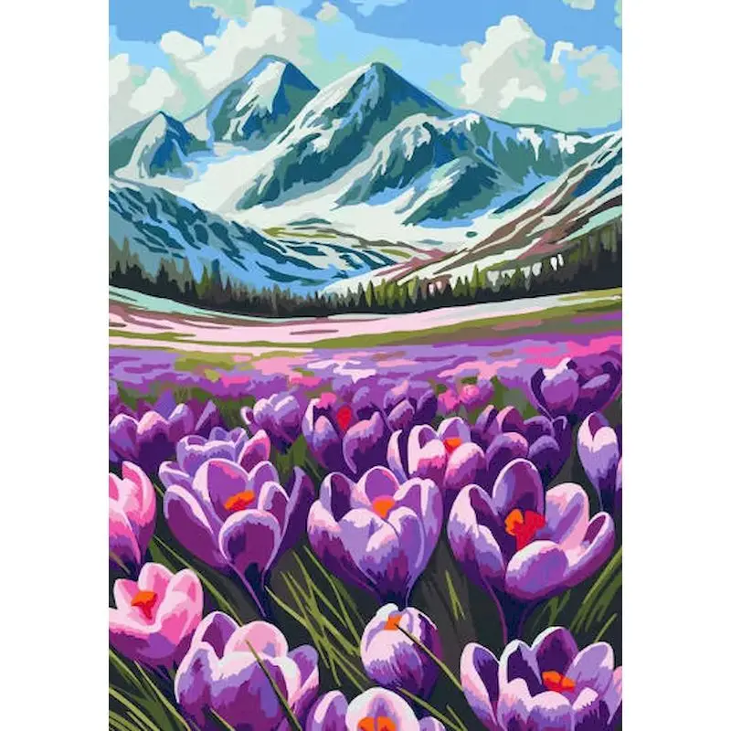 

GATYZTORY Flower Field Paint By Numbers Create Wall Art Diy Idea Scenery Interior For Adults Pictures By Numbers
