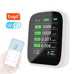 8 in1 Tuya Wifi PM1.0 PM2.5 PM10 CO2 TVOC HCHO temperatury i Tester wilgotności przenośne powietrze jakości miernik dwutlenku węgla detektor dwutlenku węgla