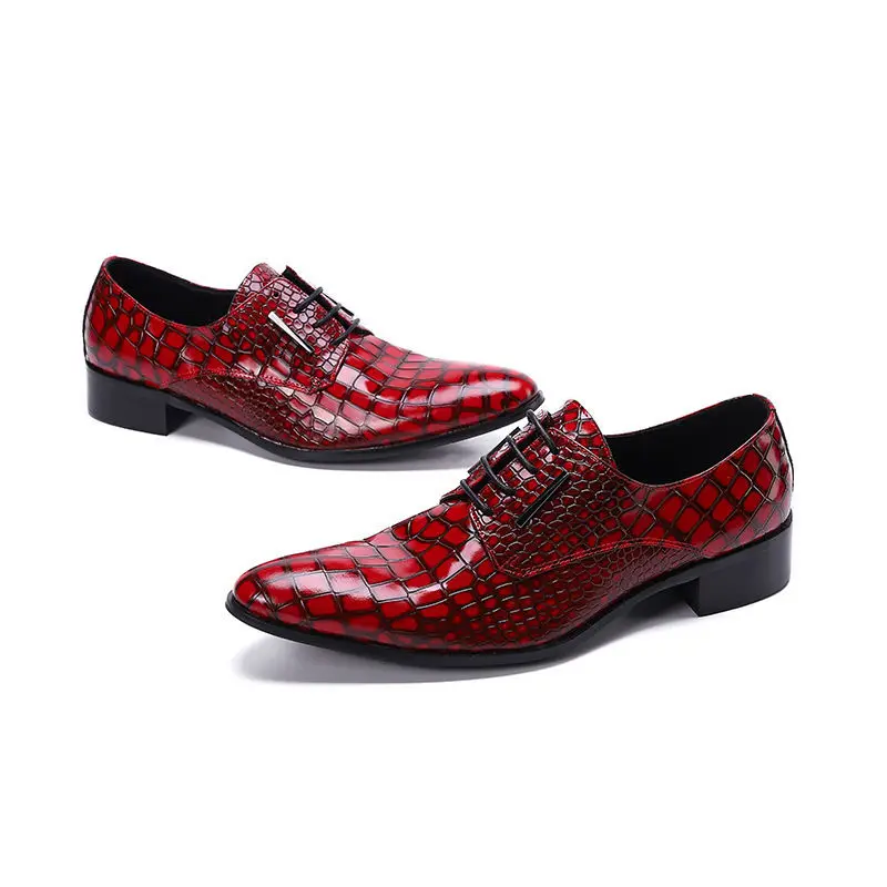 Italian New Men Red Crocodile Shoes Handmade Pointed Pointy Toe Dress Shoes Men Shiny Wedding/Party Shoes Sapatos Masculino