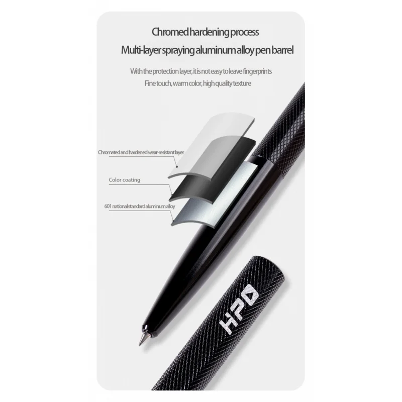 Diamond Pattern Business Pen - Luxury Anodized Aluminum Sign Pen, Black silver Metal Writing Tool for Executive Men