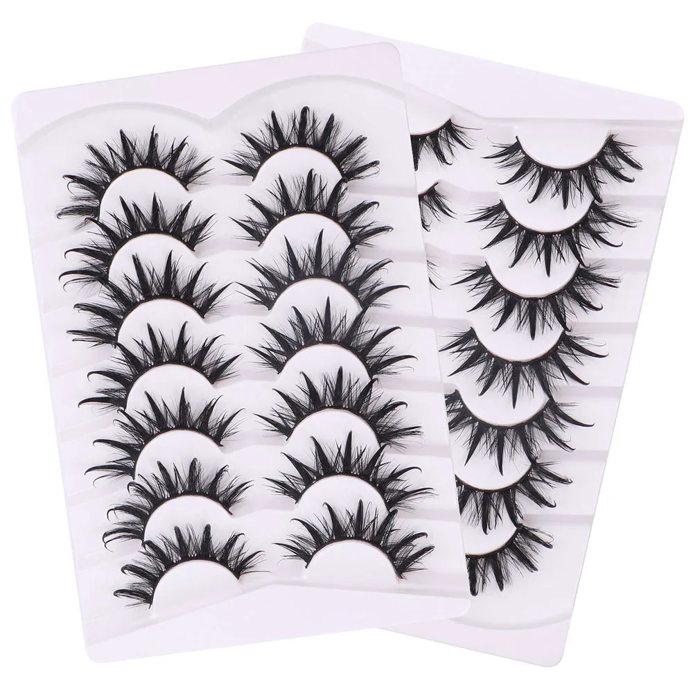 7 Pairs 3D Fluffy Wet Eye Eyelashes Set Messy Comic Eye Eyelash Extension Natural Long Thick Black Band Reusable Handmade Makeup