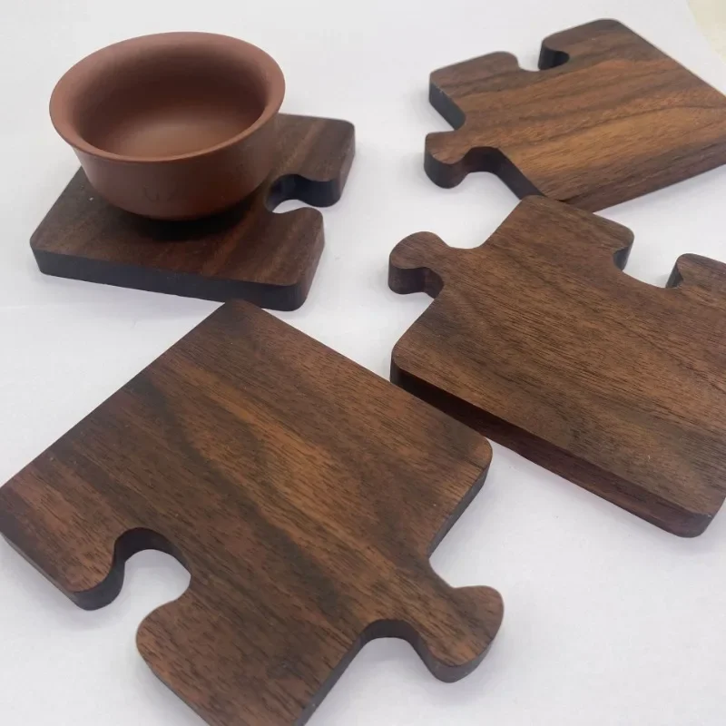 

4pcs/Set Walnut Puzzle Cup Mat Anti-slip Heat-resistant Wooden Tea Coffee Coaster Home Table Placemats Decorations Bar Tools