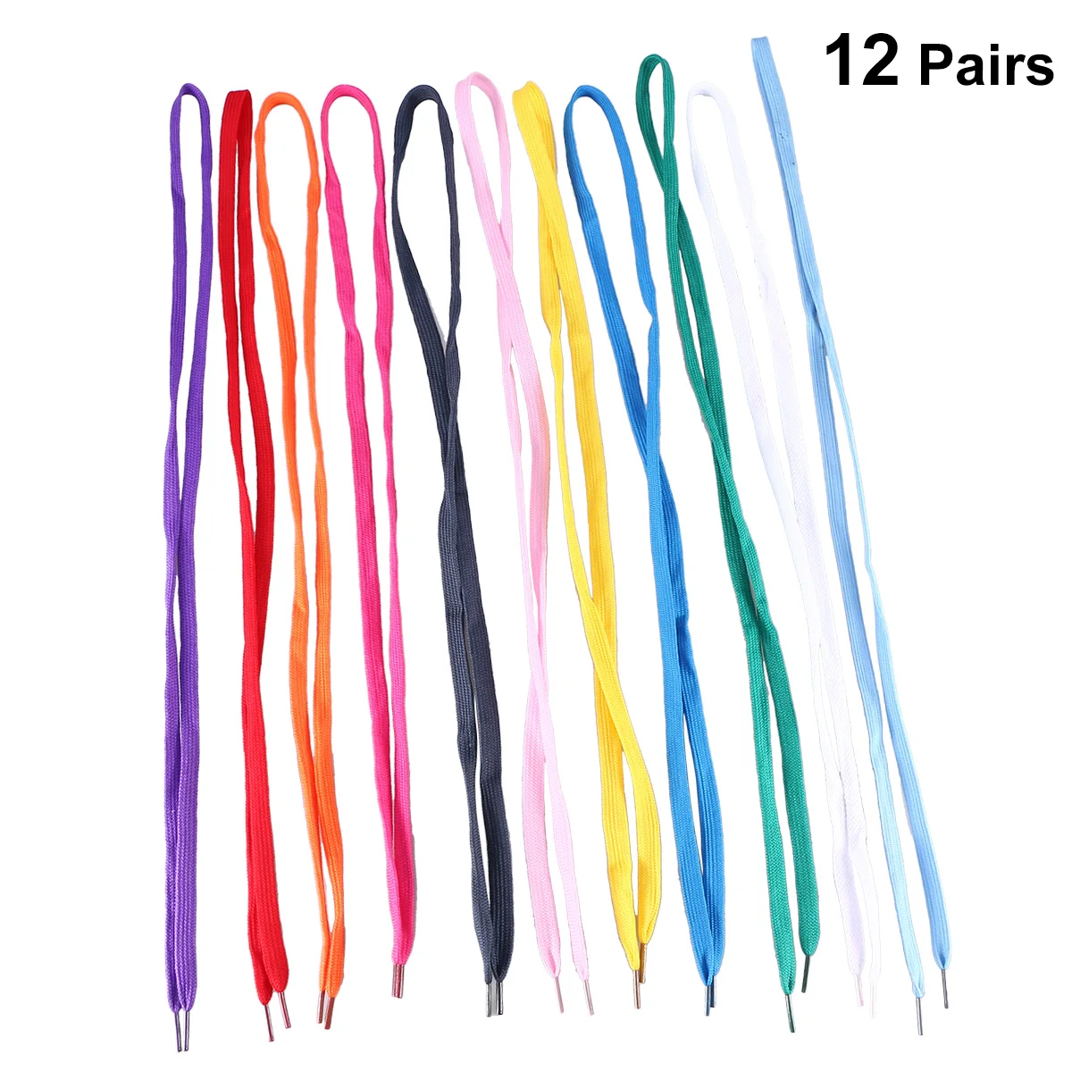 

12 Pairs Colorful Flat Shoelaces Sports Shoe Laces 110cm Durable Polyester Nylon for Athletic Shoes Boots Skates Sneaker