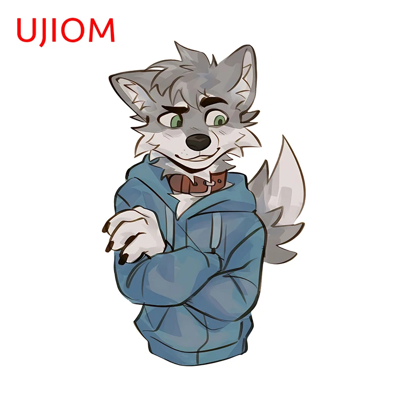 UJIOM Handsome Cartoon Furry Wolf Boy Wall Stickers Personal Refrigerator Windows Decal Creativite Kitchen Cupboard Decoration