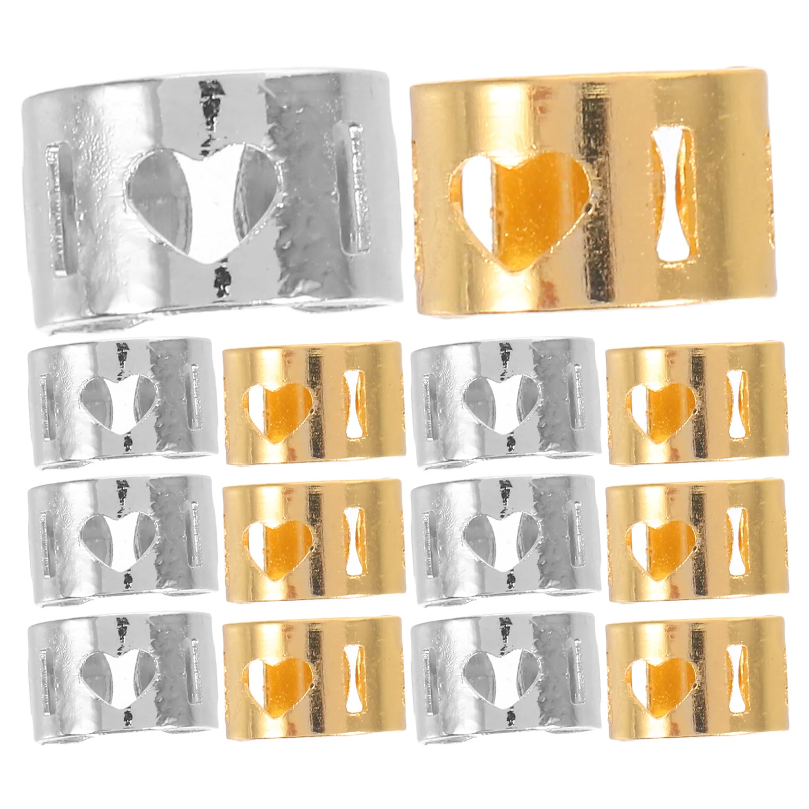 120 قطعة حلقات جديلة مجوفة على شكل قلب ذهبي فضي خفيفة الوزن أصفاد شعر معدنية إكسسوارات مجوهرات Dreadlock #3