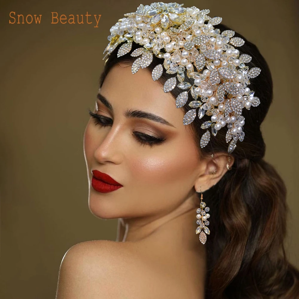 DZ065 Flower Bridal Headbands Wedding Headpieces Rhinestone Hair Bands Jewelry Hair Accessories for Women Tiara Brides Headwear