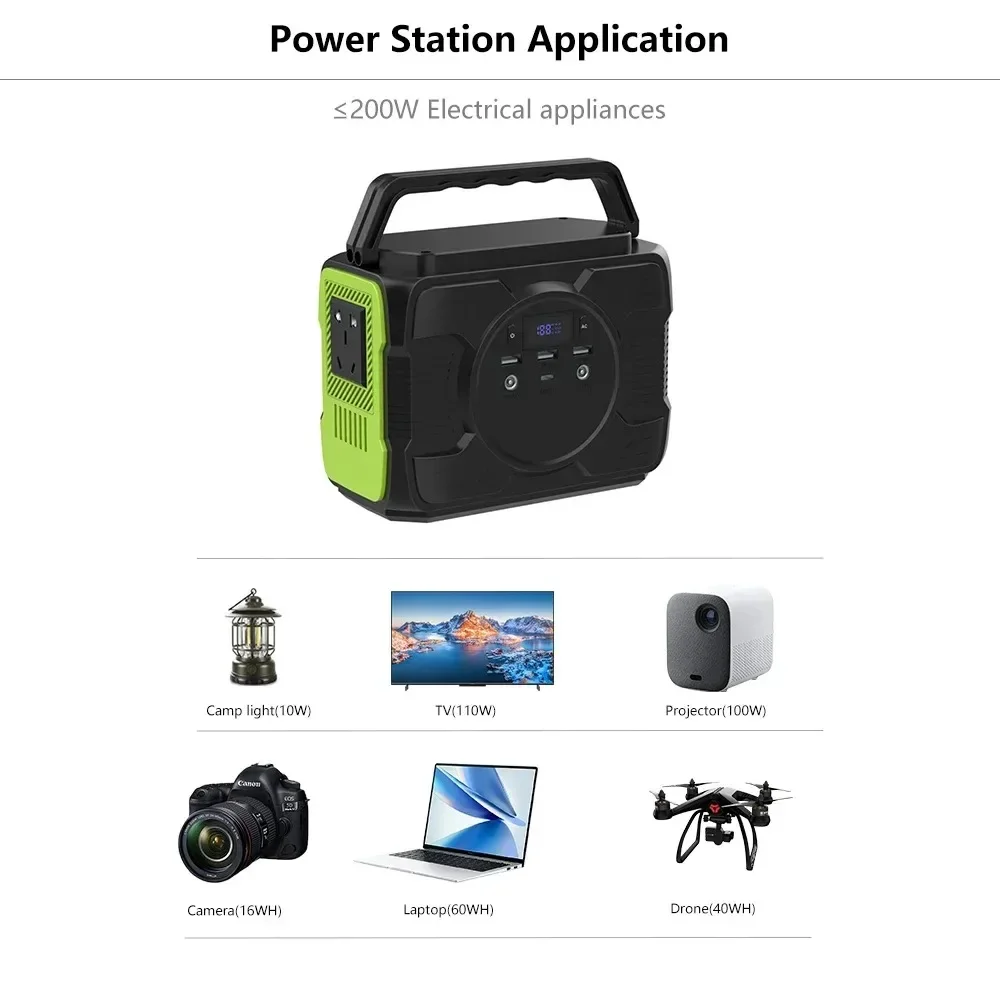 Imagem -05 - Power Station ao ar Livre para Acampar Bateria de Reposição Externa ac Fonte de Alimentação de Emergência Viagem Doméstica 48000mah 110v 220v 200w