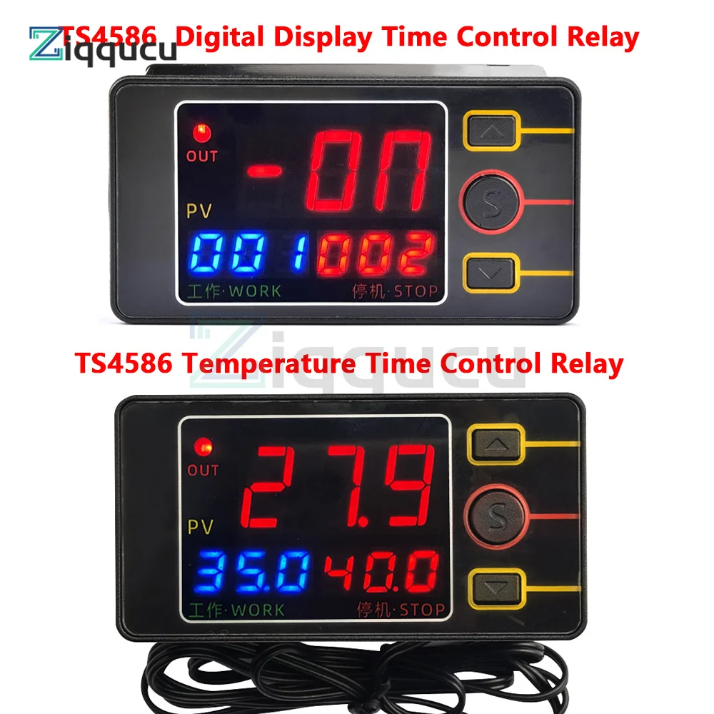 TS4586 Temperature / Digital Display Time Control Relay Control Module Active Output DC 12V DC 24V AC 110-220V