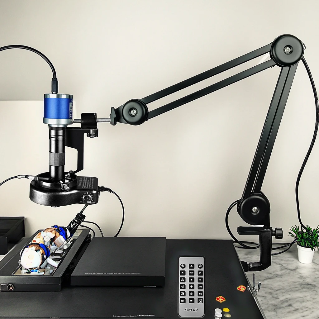 مجهر تكبير 150X أحادي العين 4K 48MP كاميرا من النوع C مخرج 3840X2160 دقة تخزين بطاقة TF دعم لإصلاح اللوحة الأم