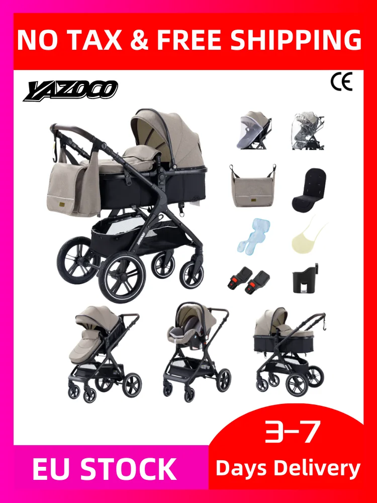 Multifunctionele kinderwagen 3-in-1, autostoel-kinderwagen combinaties, compacte baby reiswieg voor pasgeborenen, kinderwagens, baby buggy's - afbeelding 2