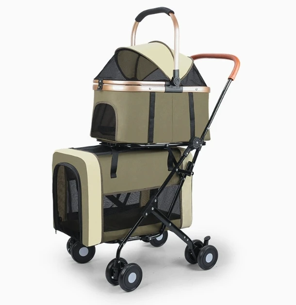 Pet Stroller,M302T Large 4 Wheel Luxury Jogging Travel Petstroller Double Twin Dog Pet Stroller For Cats Dogs