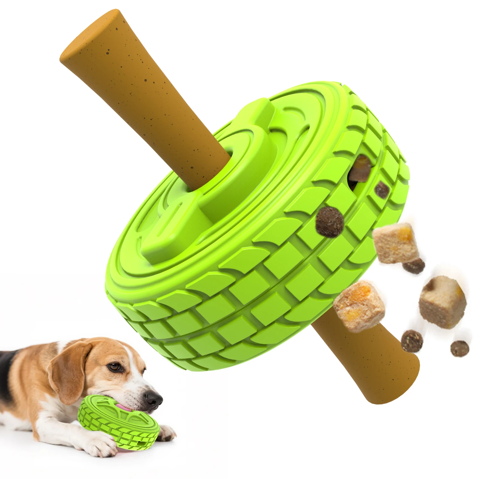 Rubber Treat Dispensing Dog Toy - Tough Tire Chew Toy for Dogs,Interactive