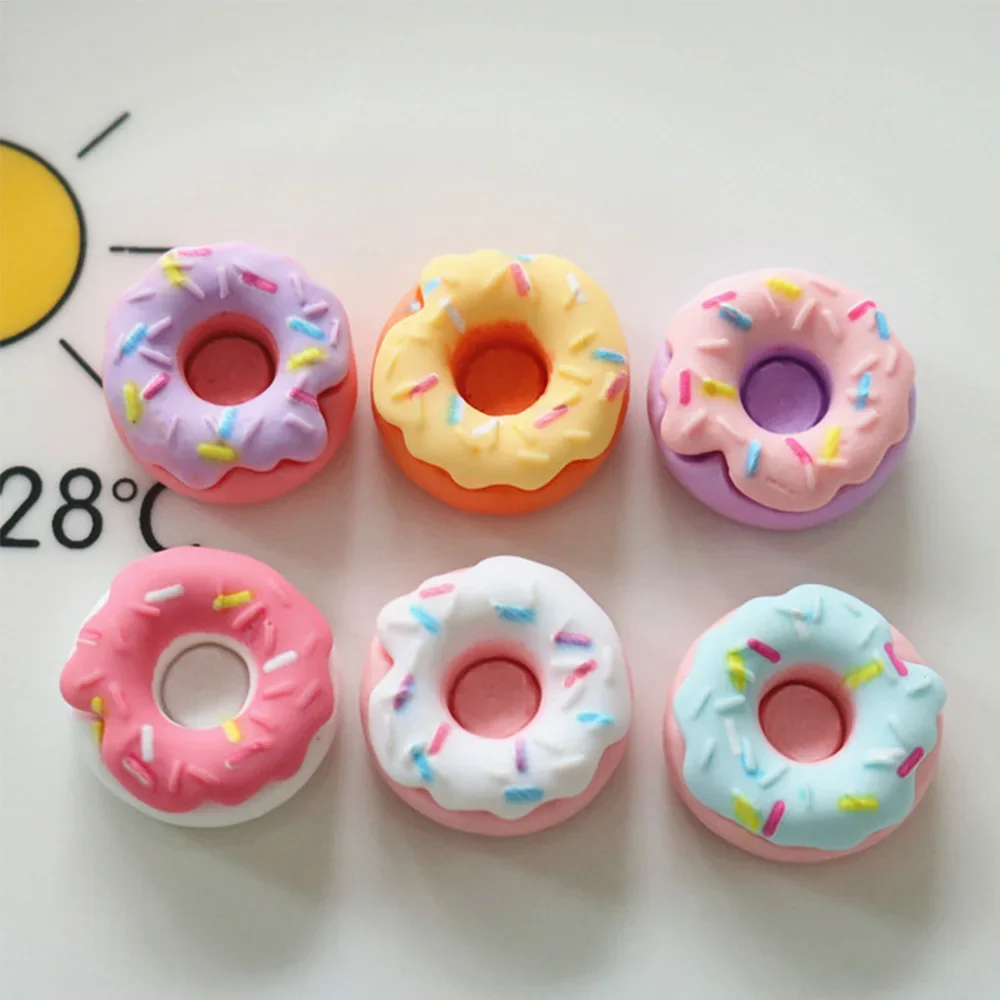 10PCS Kawaii 20mm Doughnut Series Miniature Flat Back Resin Cabochons For Hairpin Scrapbooking DIY Home Decor Craft Accessories