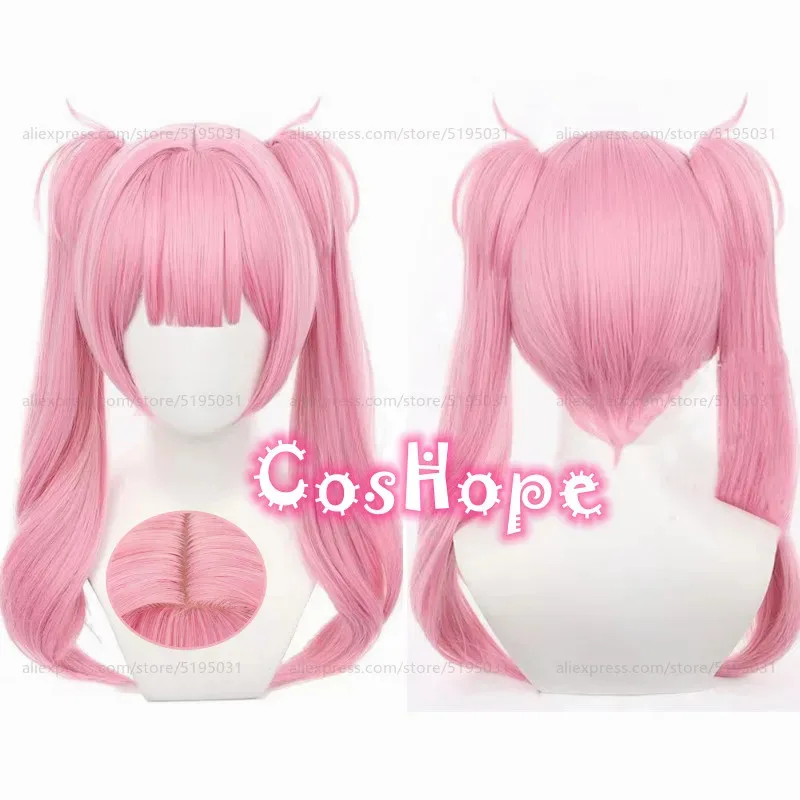 วิกผมสีชมพูแบบหางม้าคู่ ยาว 55 ซม. สำหรับคอสเพลย์อนิเมะ ทนความร้อน ผลิตจากเส้นใยสังเคราะห์ รุ่น 2025 ลี่เทียนซี