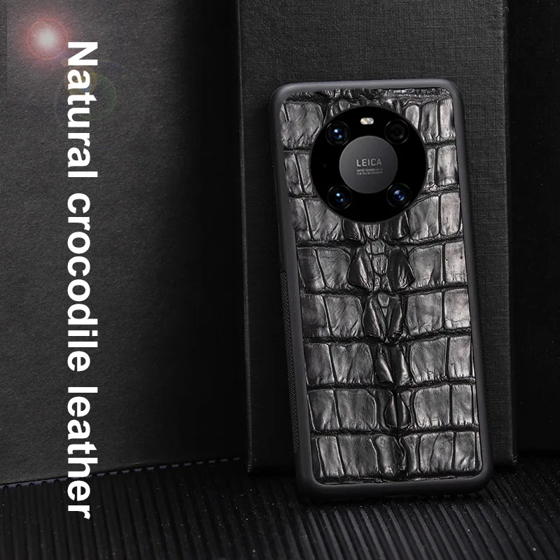 

Natural Crocodile Genuine Leather Phone Case For Huawei Mate 40 30 P40 Pro Plus All Inclusive Luxury Alligator Back Cover Funda