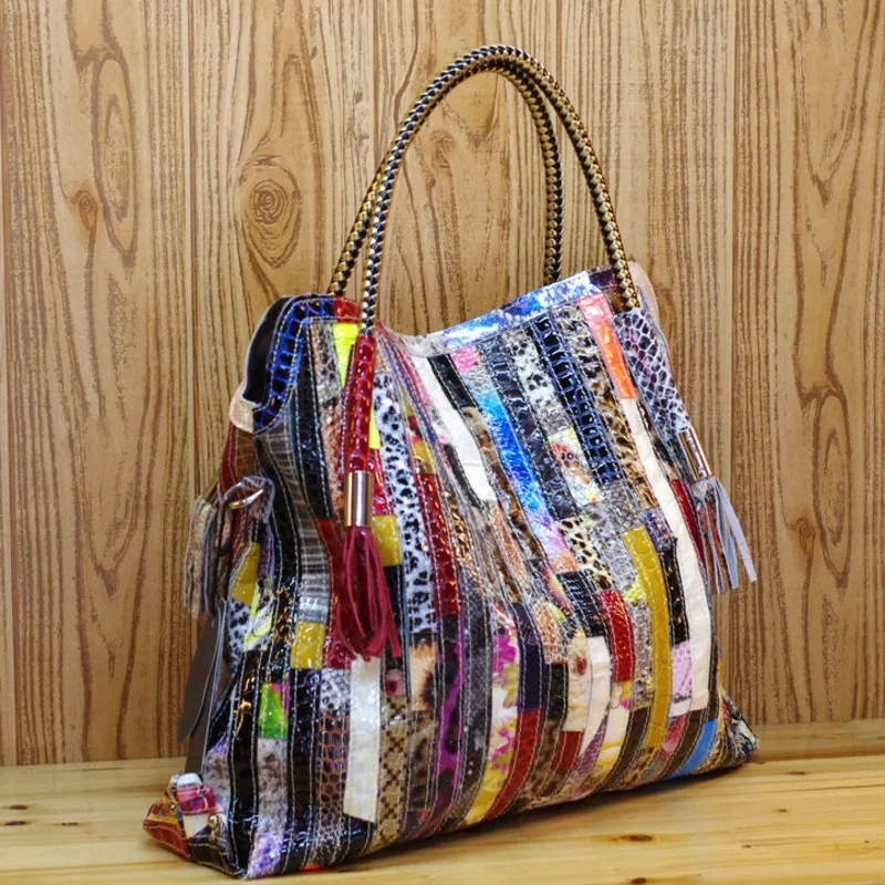 KK  2024 new women's handbag, snake patterned cowhide, colorful stripes, diagonal shoulder mink skin cross personalized trendy