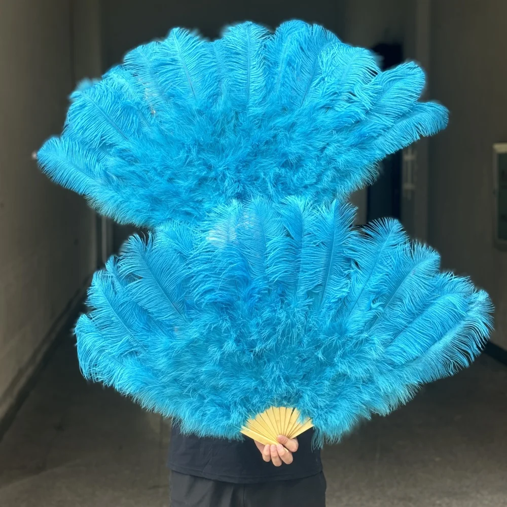 100CM 10PCS Real Ostrich Feather Fans Performance Dance Folding Hand Held Fan Various Styles Party Props Stage Show Props Fans