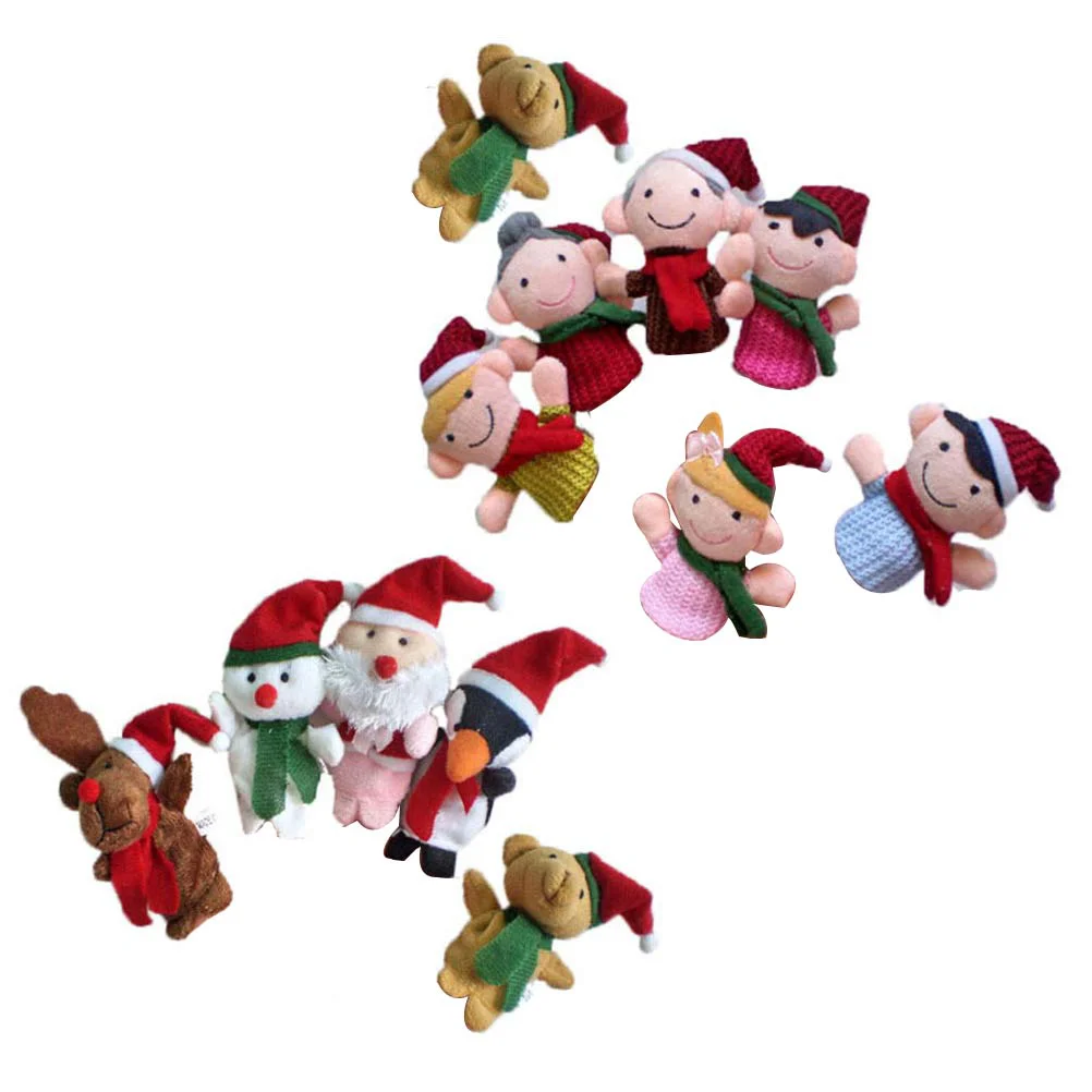 11 pezzi di burattini da dito per bambini, giocattolo di Natale, animali dei cartoni animati, giocattoli per bambini