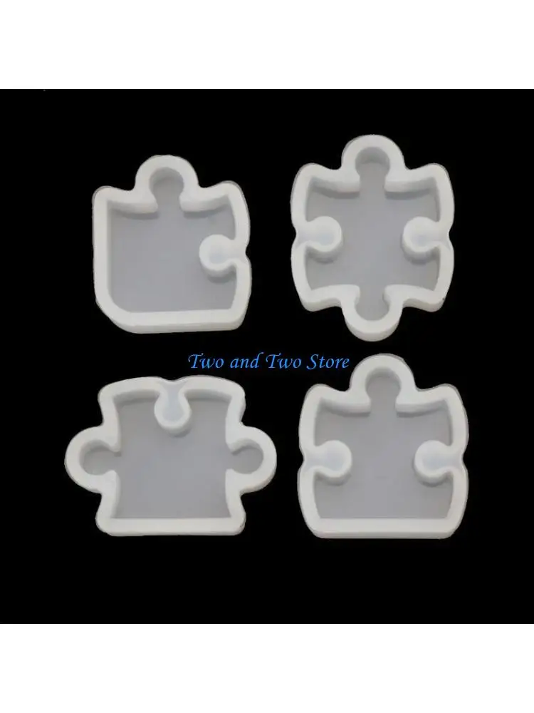 

HX6F 4Pcs Puzzle Crystal Mold Silicone Mould DIY Jewelry Pendant Making Tool